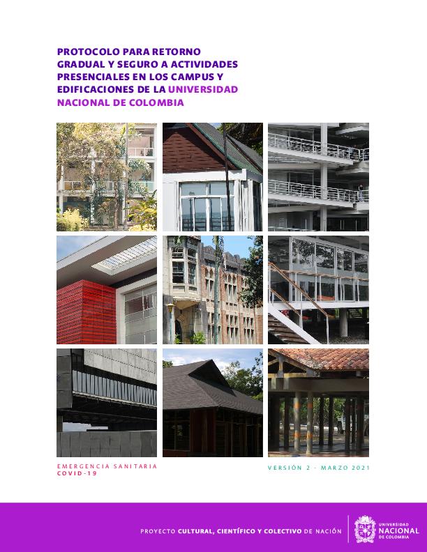 Protocolo para retorno gradual y seguro a actividades presenciales en los campus y edificaciones de la Universidad Nacional de Colombia